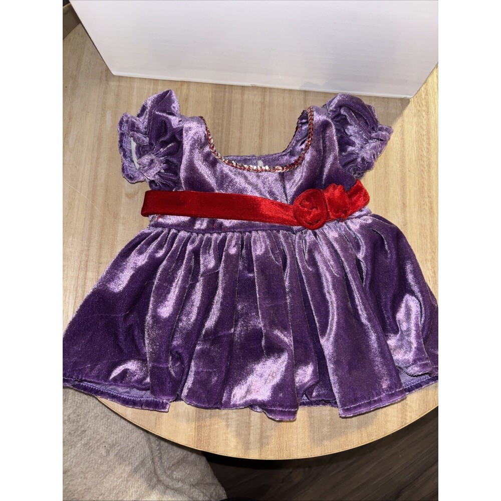Vintage Build a Bear Dress Purple Velvet Red Hat Society Sequin Teddy Outfit